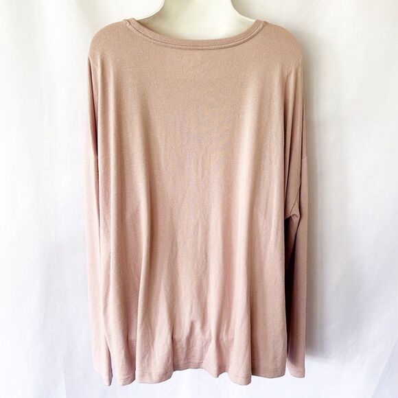 NWT Stylus Twist-Hem Long-Sleeve (XXL) Knit Tunic Top in Winter Rose Pink - Picture 4 of 9